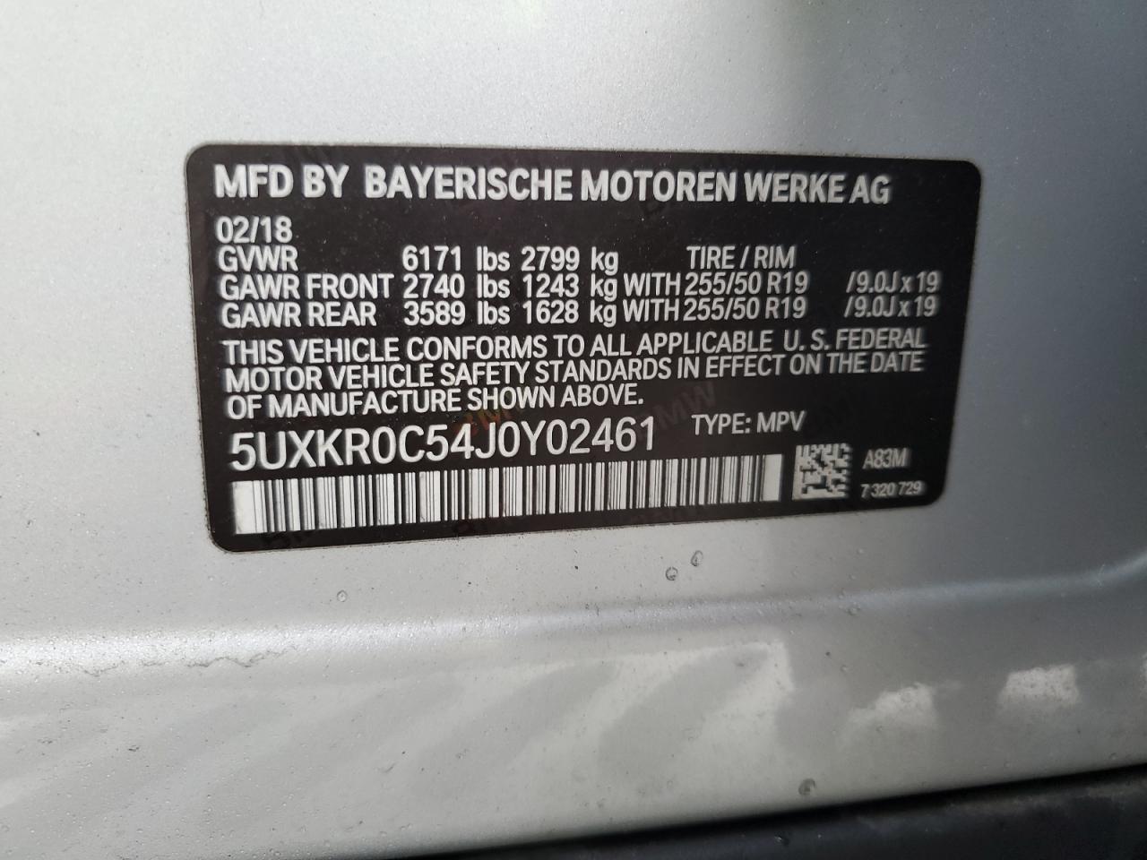 5UXKR0C54J0Y02461 2018 BMW X5 xDrive35I