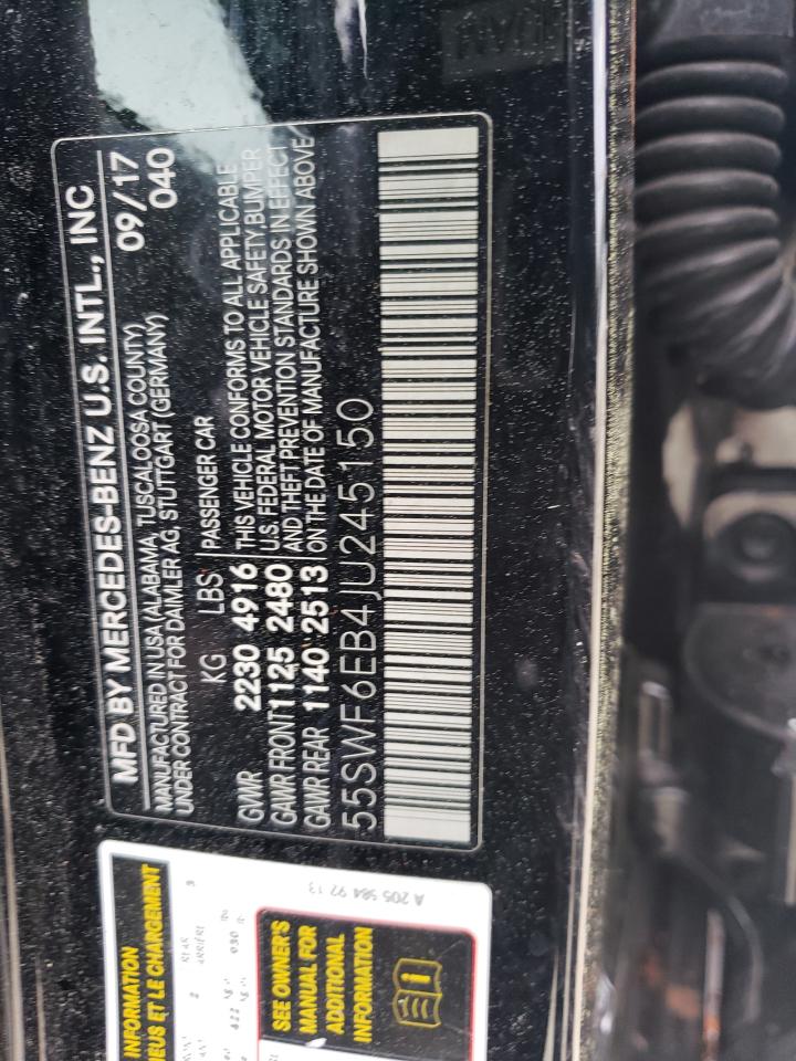 2018 Mercedes-Benz C 43 4Matic Amg VIN: 55SWF6EB4JU245150 Lot: 48141574