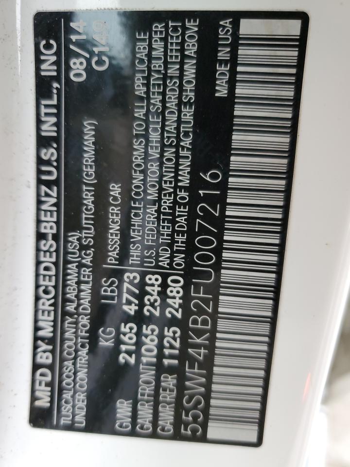 2015 Mercedes-Benz C 300 4Matic VIN: 55SWF4KB2FU007216 Lot: 46788264