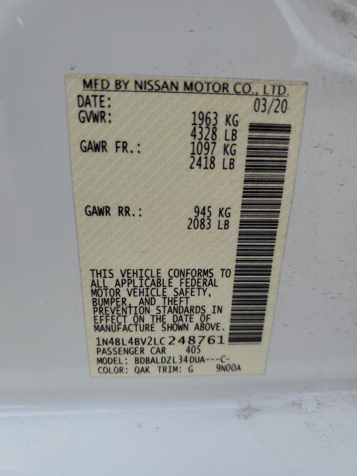 1N4BL4BV2LC248761 NISSAN ALTIMA 2020