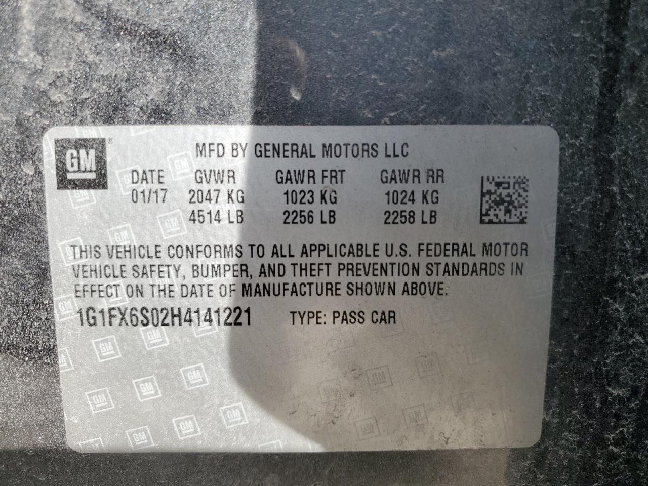 1G1FX6S02H4141221 CHEVROLET BOLT 2017