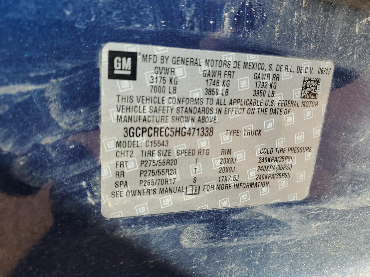 3GCPCREC5HG471338 CHEVROLET ALL Models 2017