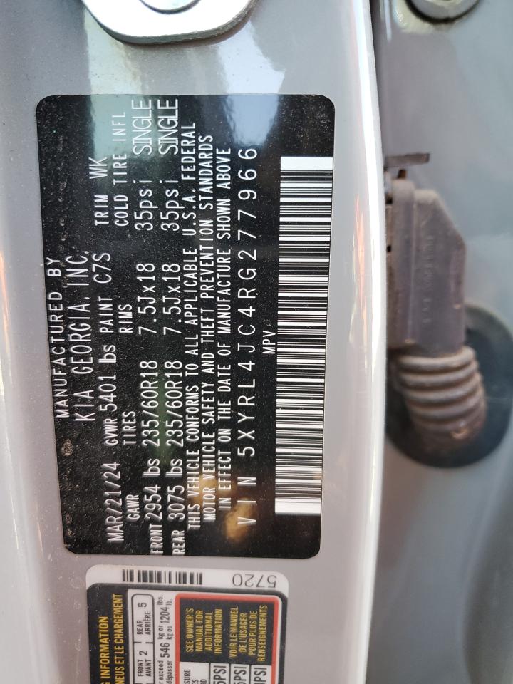 2024 Kia Sorento S VIN: 5XYRL4JC4RG277966 Lot: 49506345