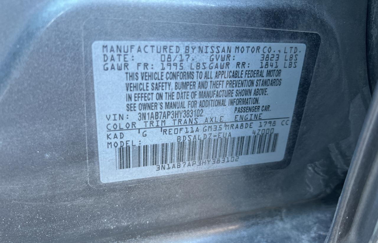 3N1AB7AP3HY383102 NISSAN SENTRA 2017