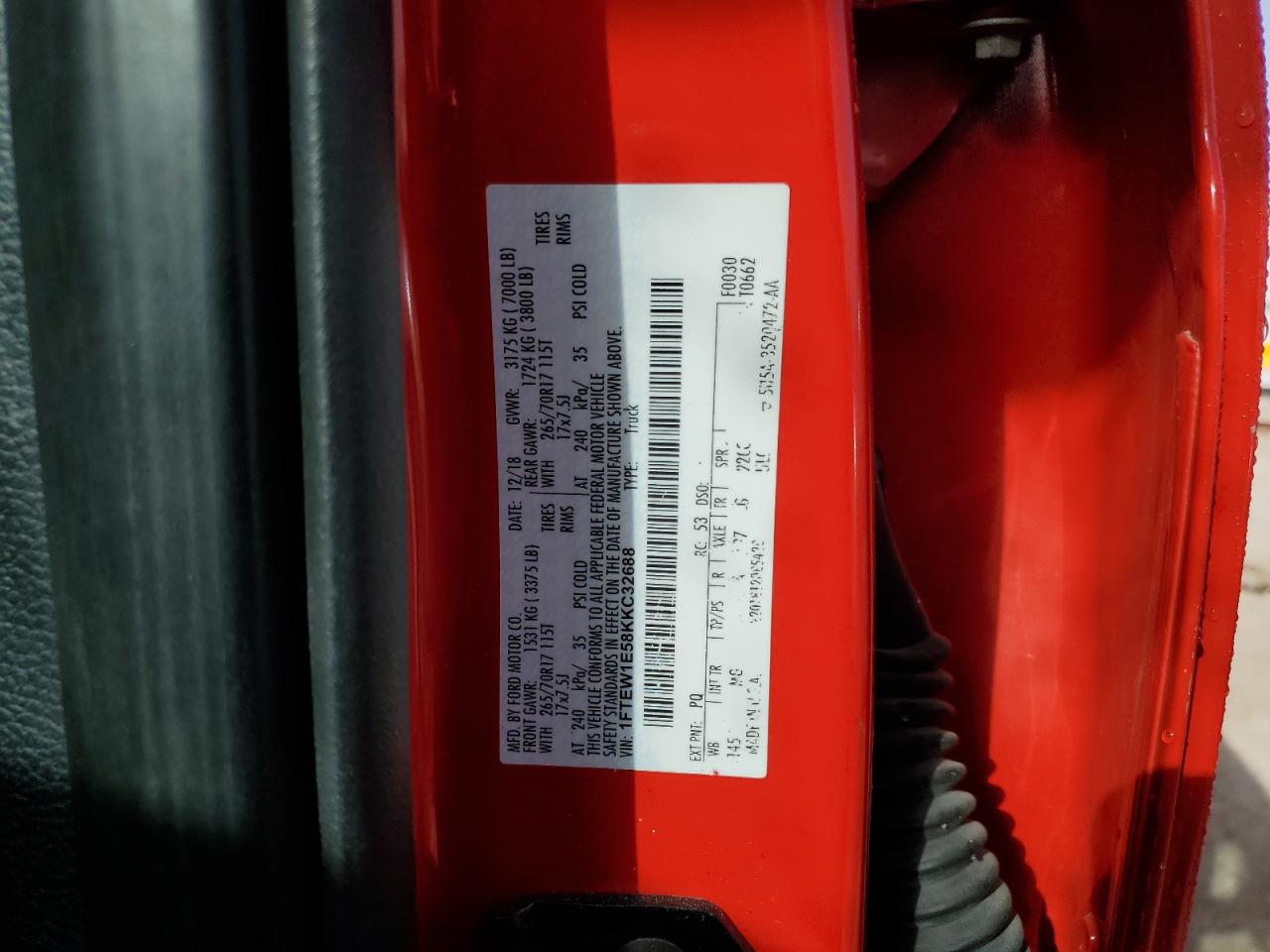 1FTEW1E58KKC32688 FORD F-150 2019