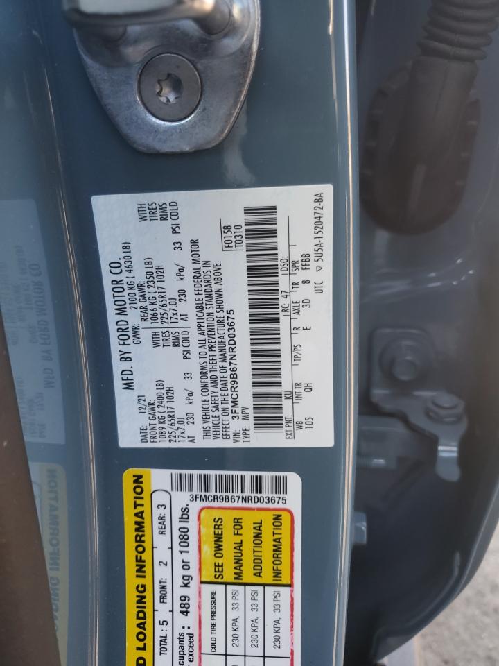 3FMCR9B67NRD03675 FORD BRONCO 2022
