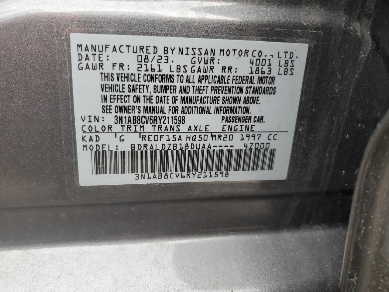 3N1AB8CV6RY211598 NISSAN SENTRA 2024