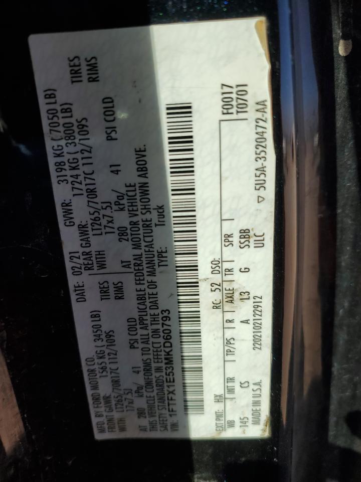 1FTFX1E53MKD60793 FORD F-150 2021