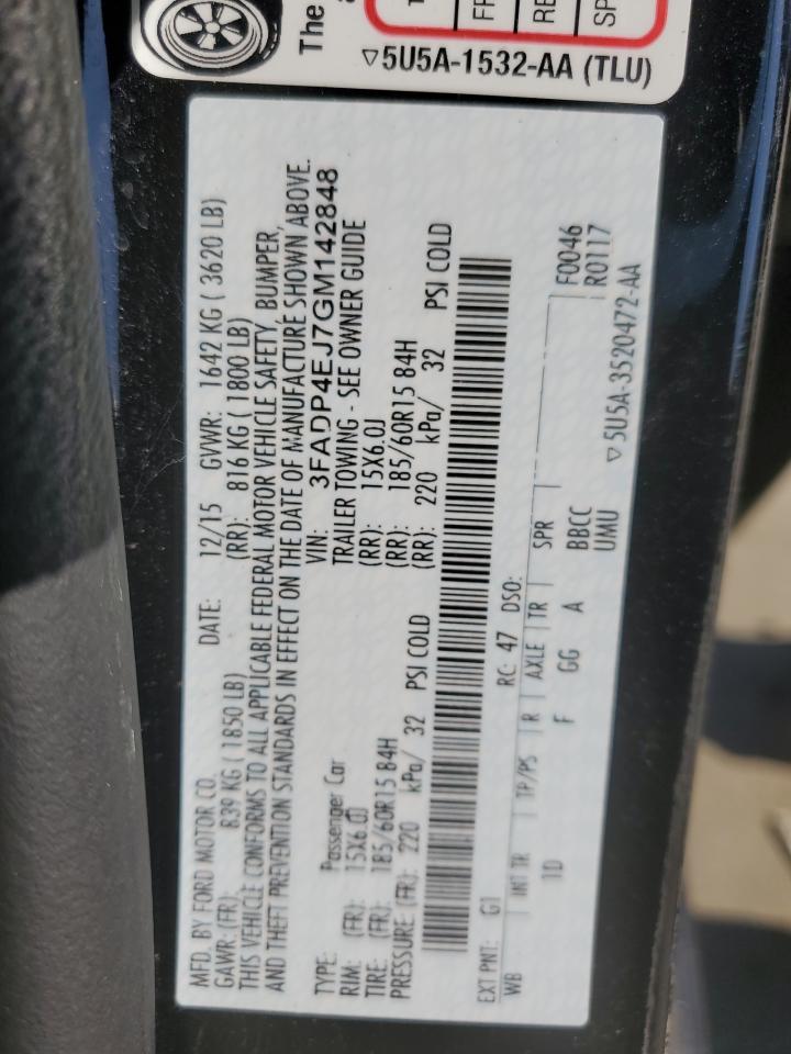 2016 Ford Fiesta Se VIN: 3FADP4EJ7GM142848 Lot: 48470455