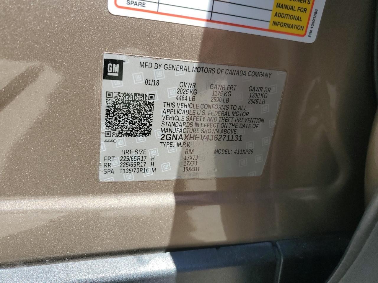 2GNAXHEV4J6271131 CHEVROLET EQUINOX 2018
