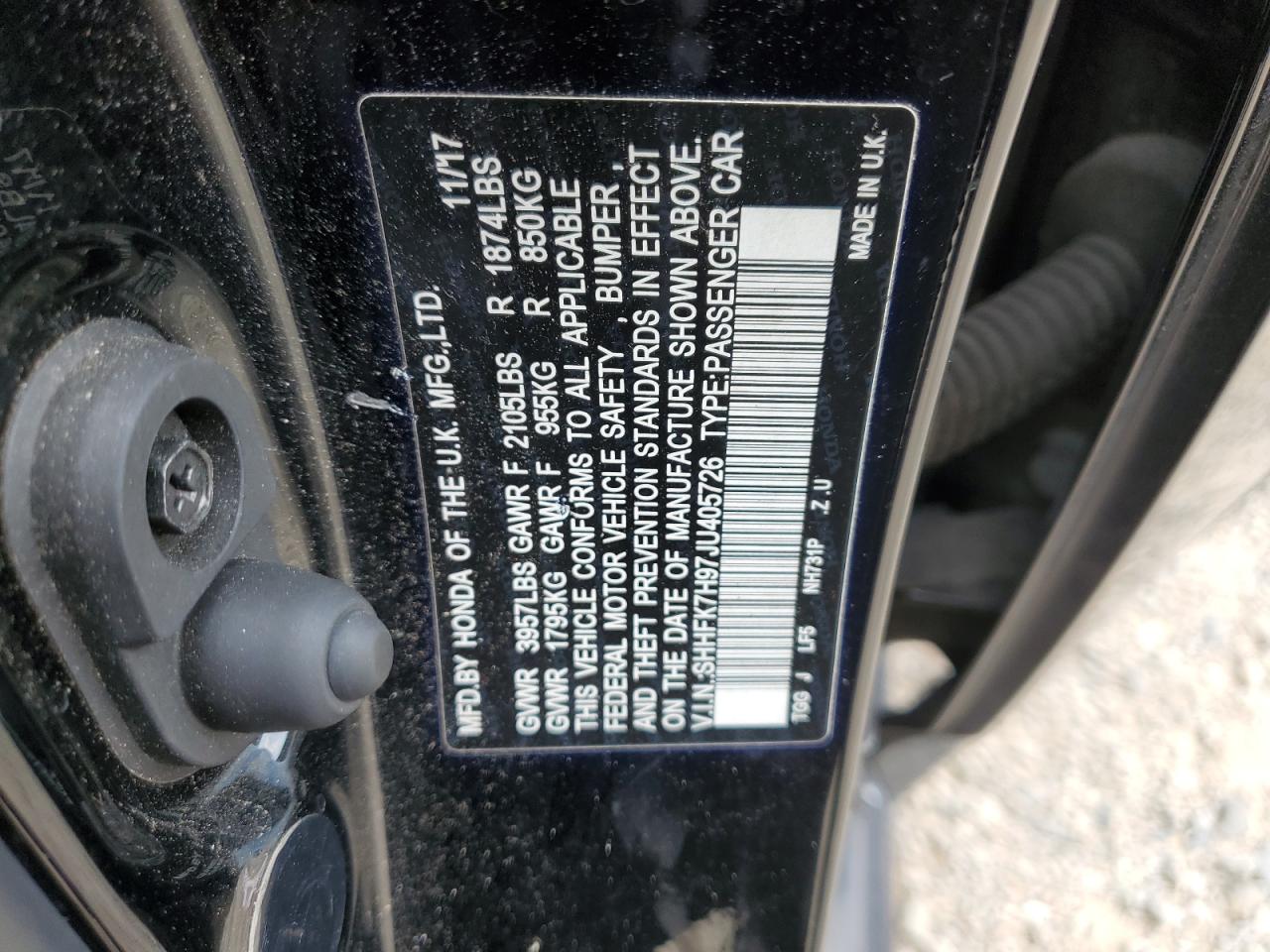 SHHFK7H97JU405726 HONDA CIVIC 2018
