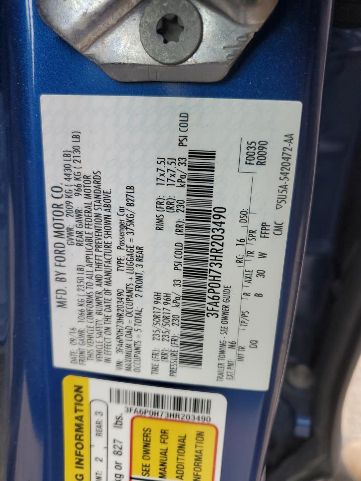 3FA6P0H73HR203490 FORD FUSION 2017