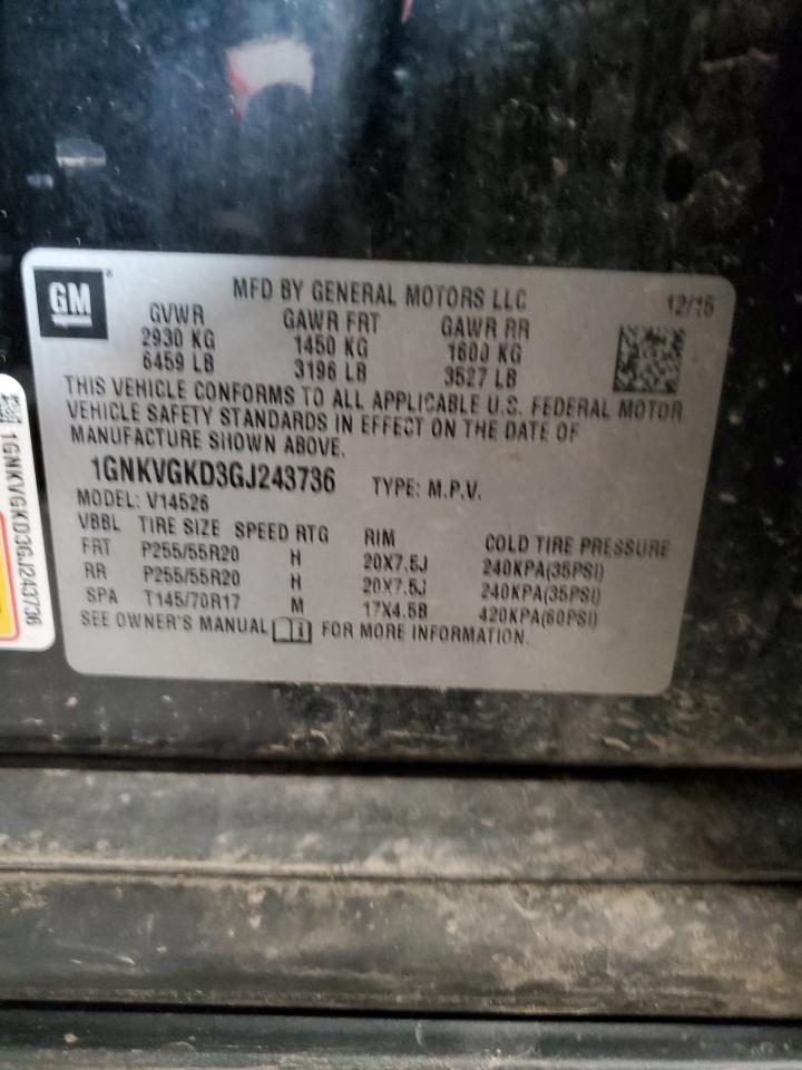 1GNKVGKD3GJ243736 CHEVROLET TRAVERSE 2016