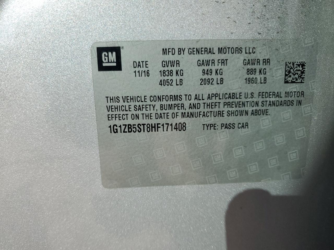 1G1ZB5ST8HF171408 CHEVROLET MALIBU 2017