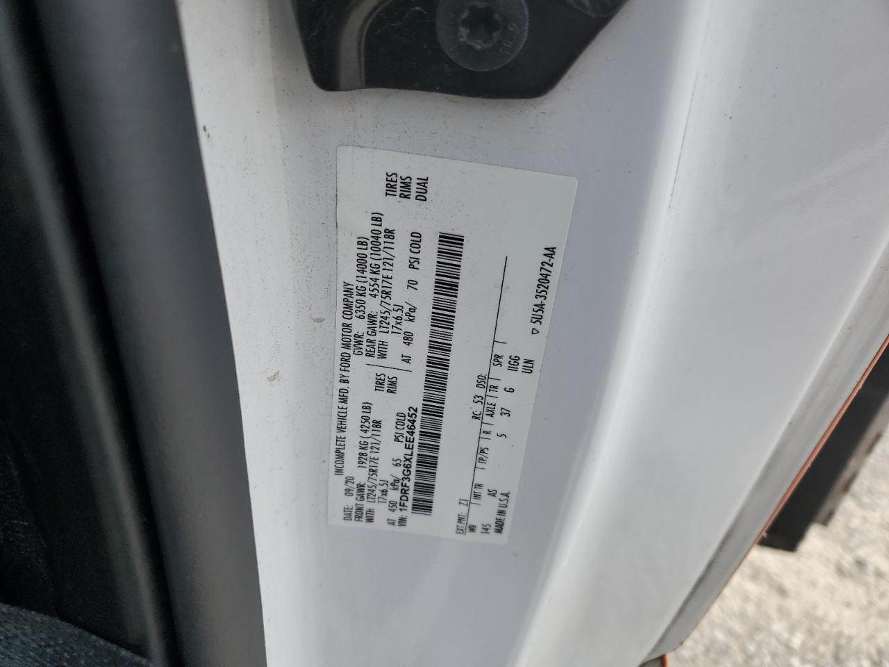 1FDRF3G6XLEE46452 FORD F350 2020