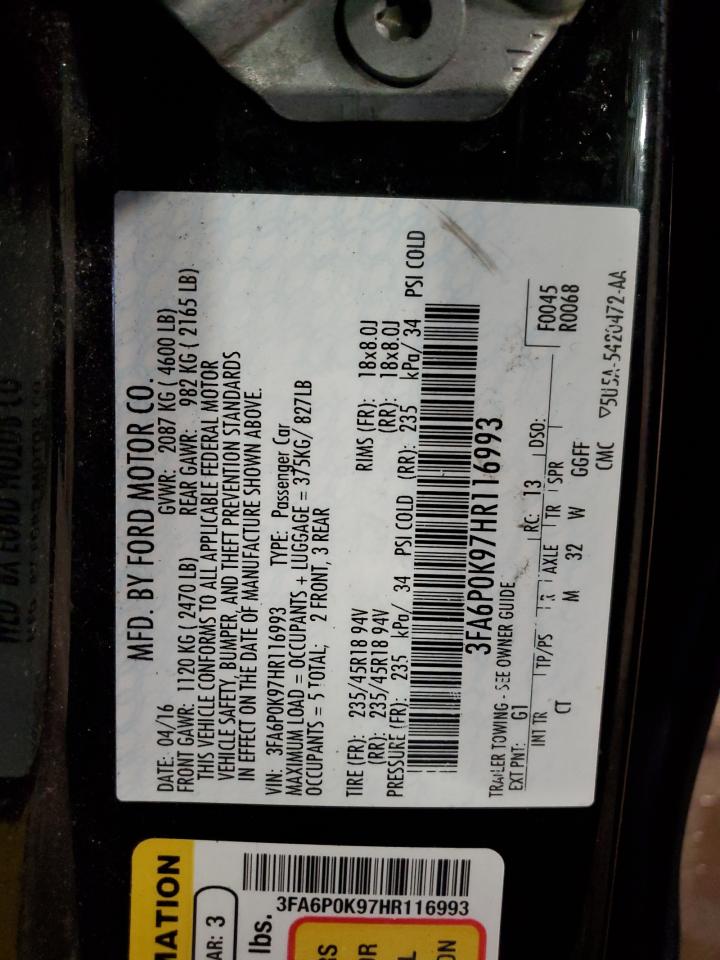 3FA6P0K97HR116993 FORD FUSION 2017