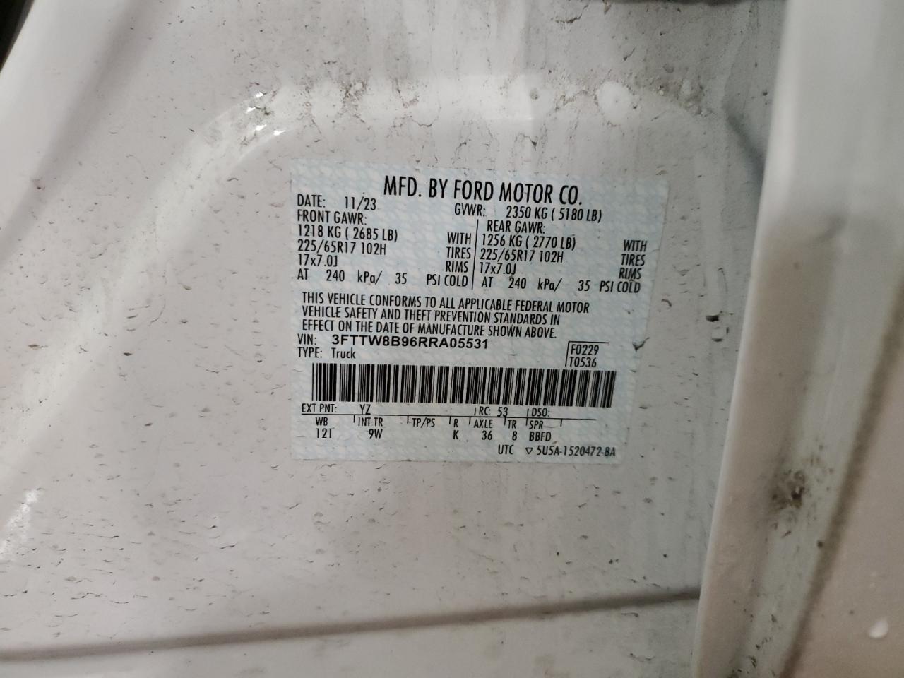 3FTTW8B96RRA05531 FORD MAVERICK 2024