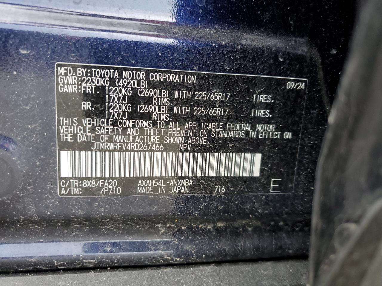 JTMRWRFV4RD267466 TOYOTA RAV4 2024