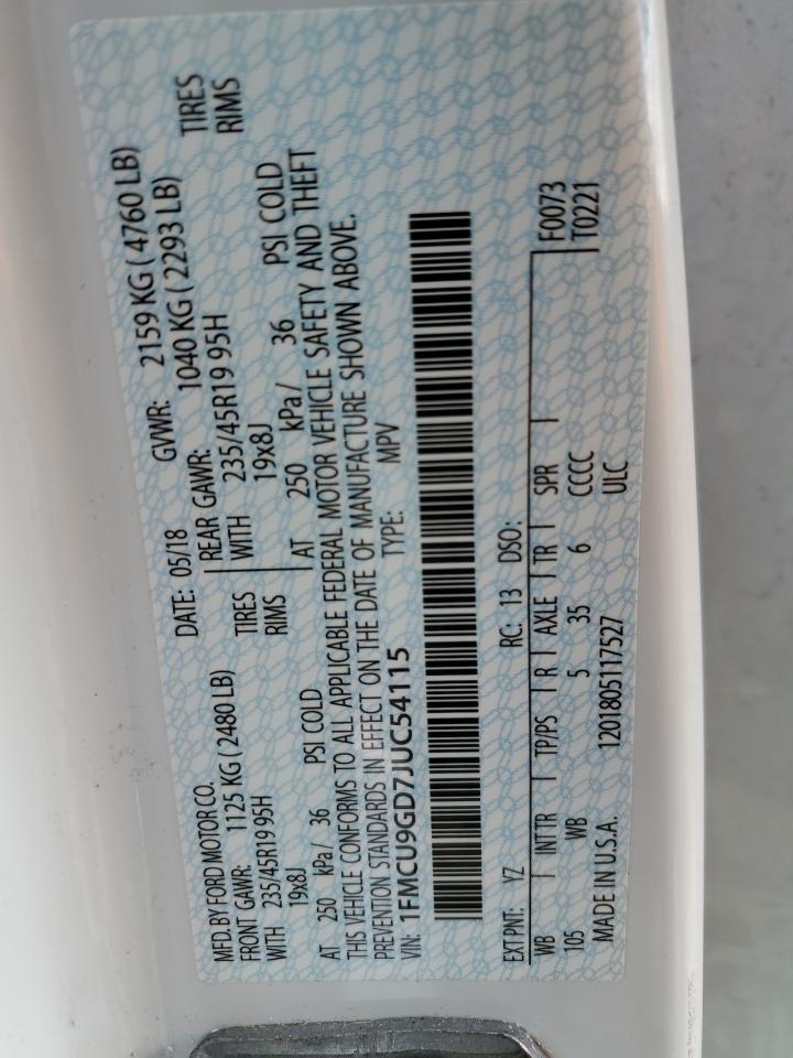 1FMCU9GD7JUC54115 FORD ESCAPE 2018