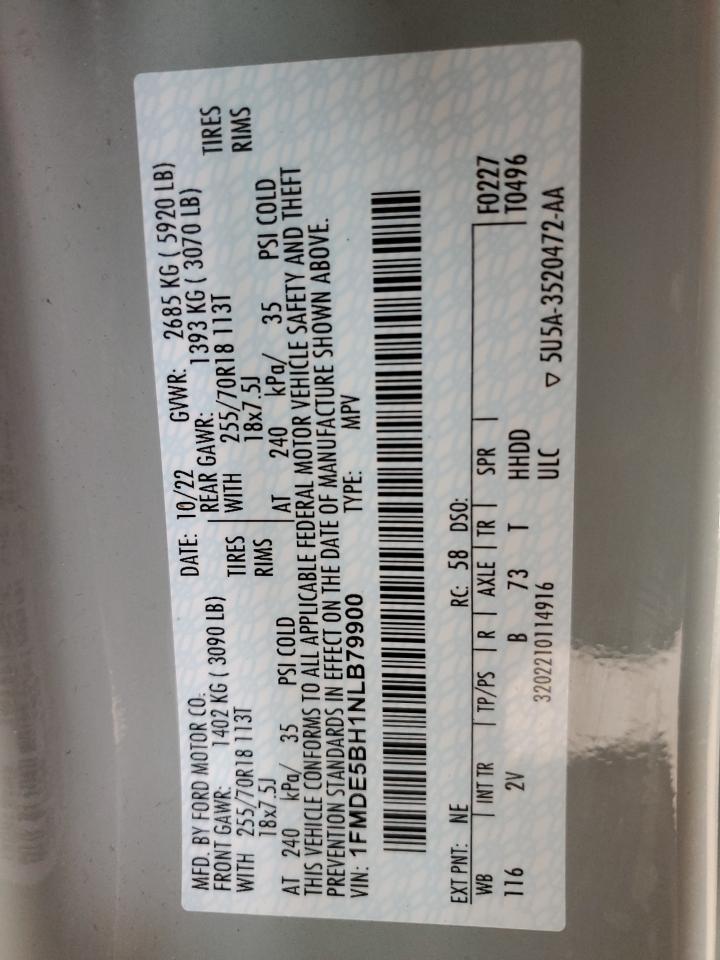 1FMDE5BH1NLB79900 FORD BRONCO 2022
