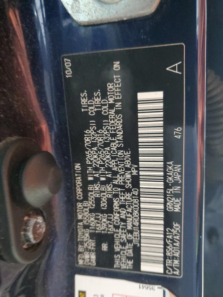 2008 Toyota 4Runner Sr5 VIN: JTEBU14R08K008140 Lot: 48579885