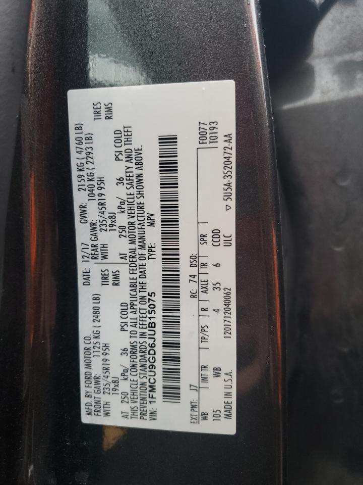 1FMCU9GD6JUB15075 FORD ESCAPE 2018