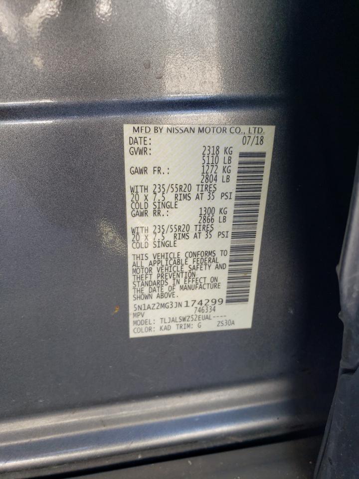 5N1AZ2MG3JN174299 NISSAN MURANO 2018