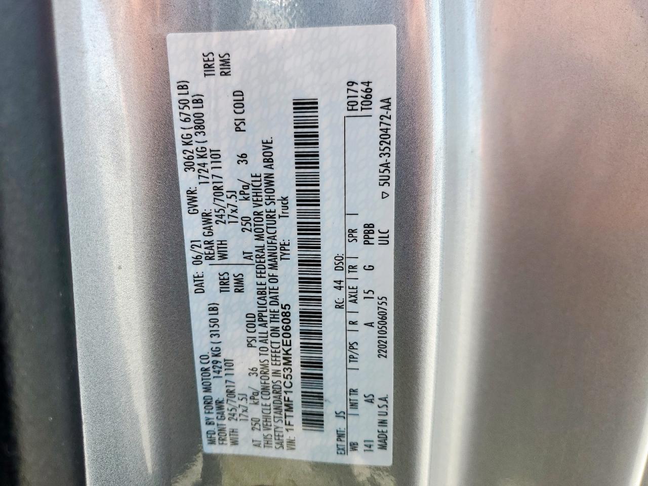 1FTMF1C53MKE06085 FORD All Models 2021