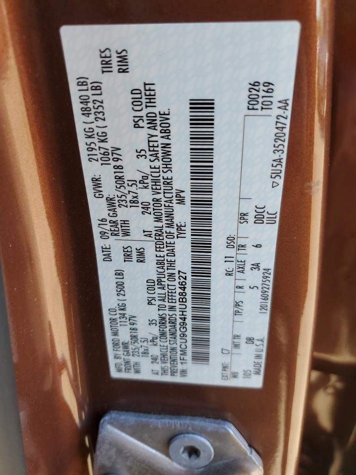 1FMCU9G94HUB84627 FORD ESCAPE 2017
