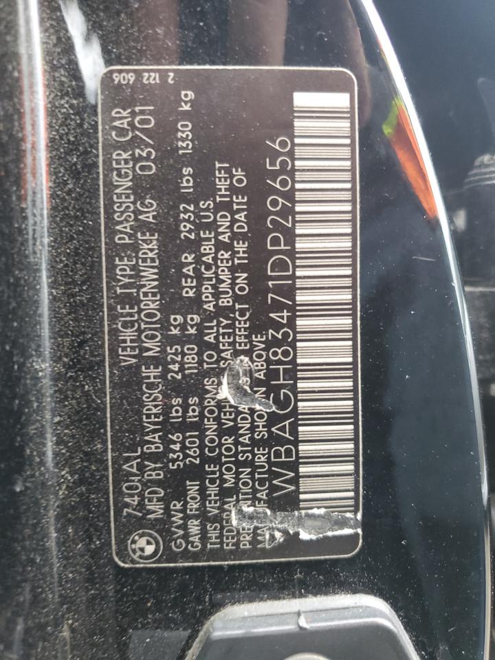 2001 BMW 740 Il VIN: WBAGH83471DP29656 Lot: 49948115