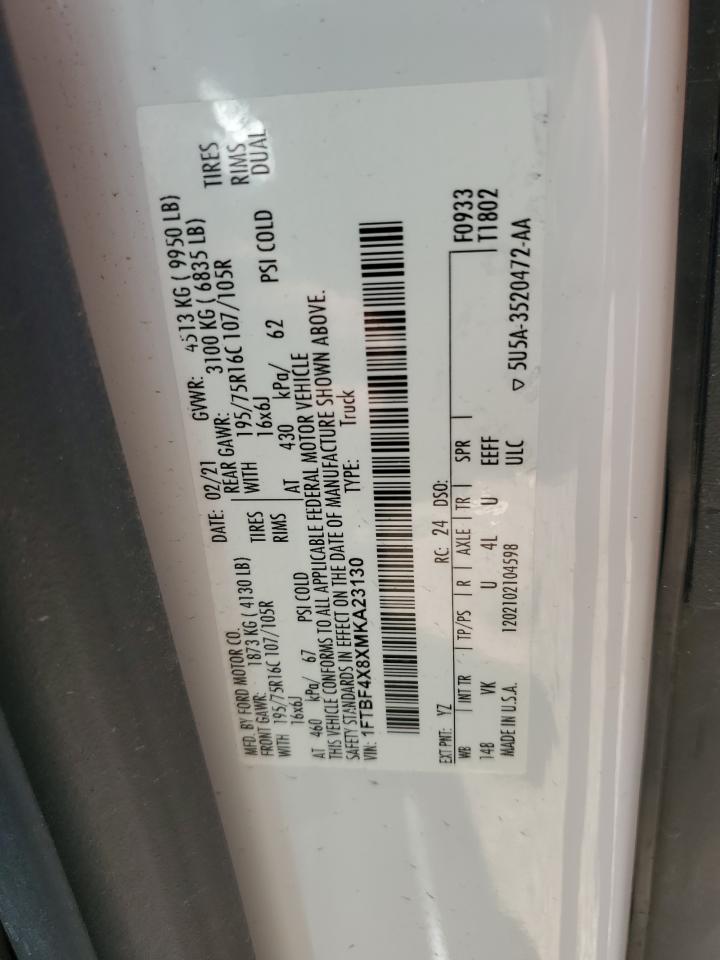 1FTBF4X8XMKA23130 FORD TRANSIT 2021