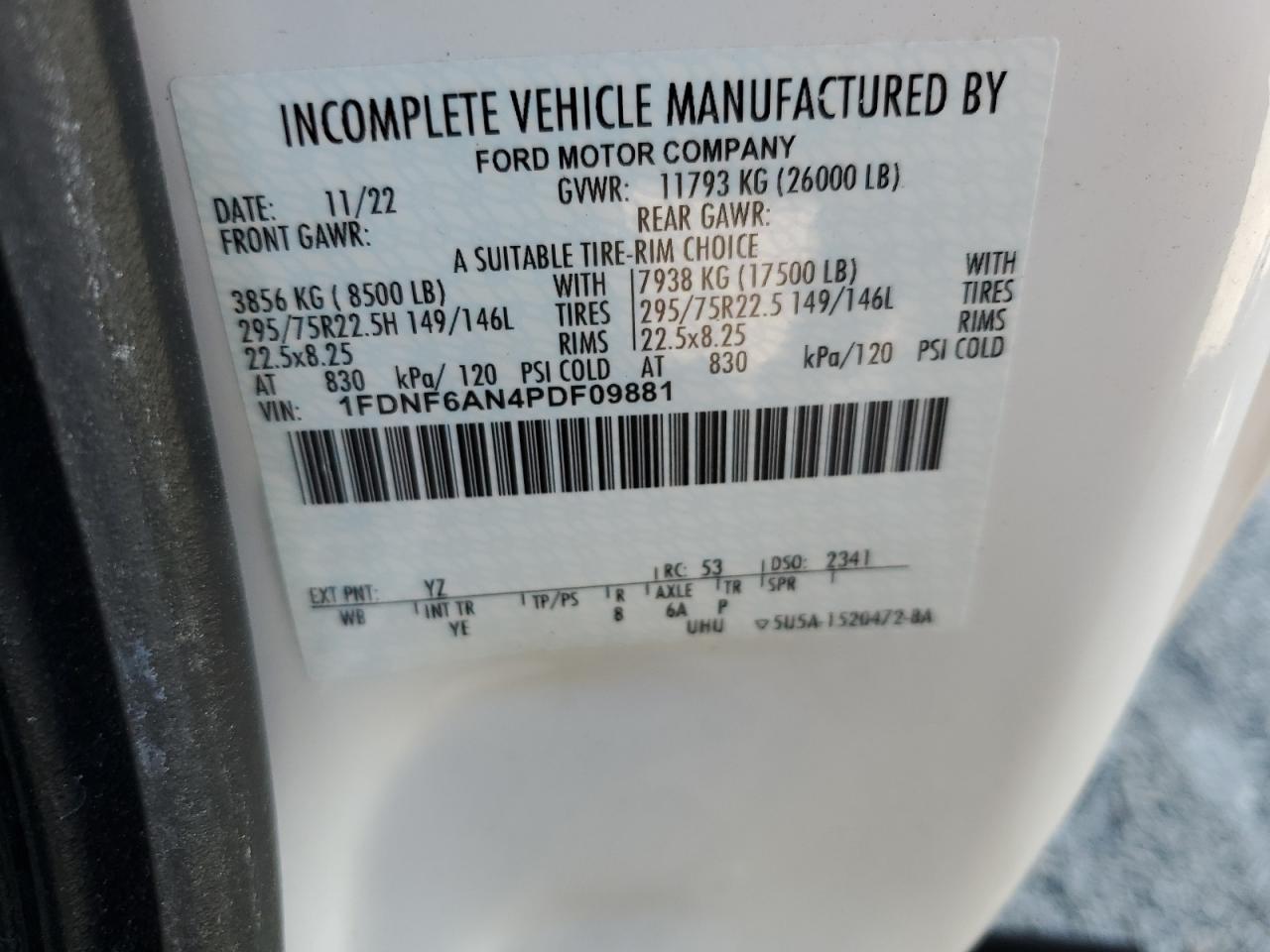 1FDNF6AN4PDF09881 FORD F650 2023