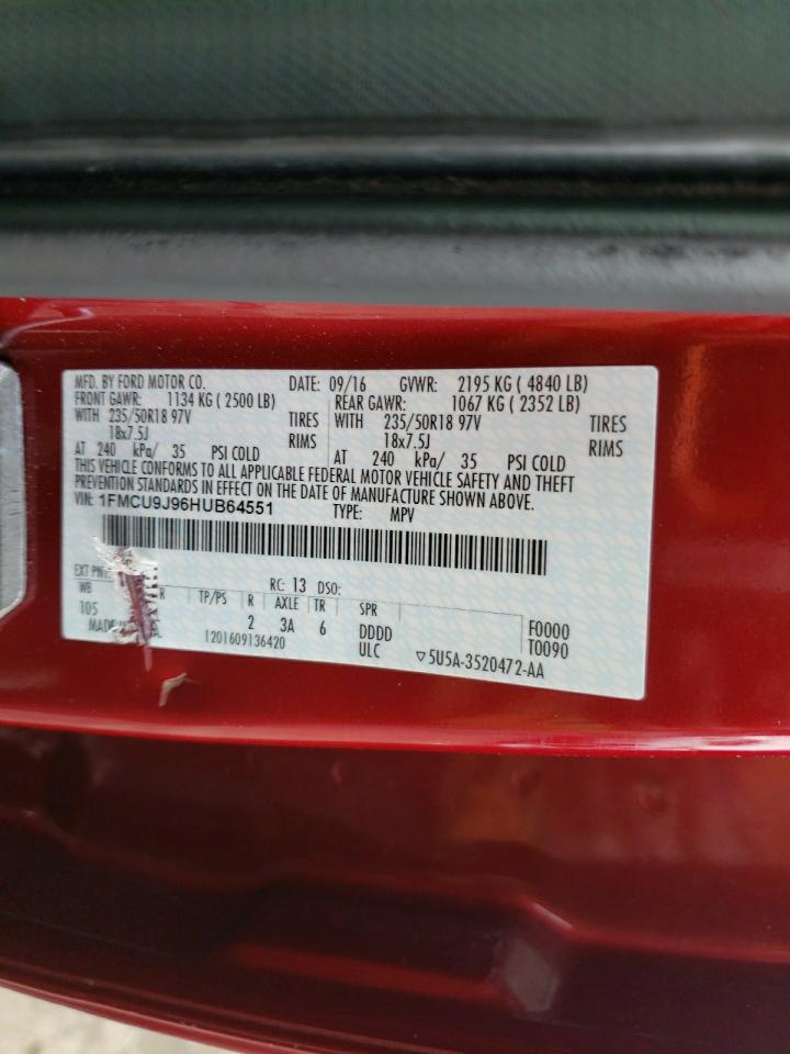 1FMCU9J96HUB64551 FORD ESCAPE 2017