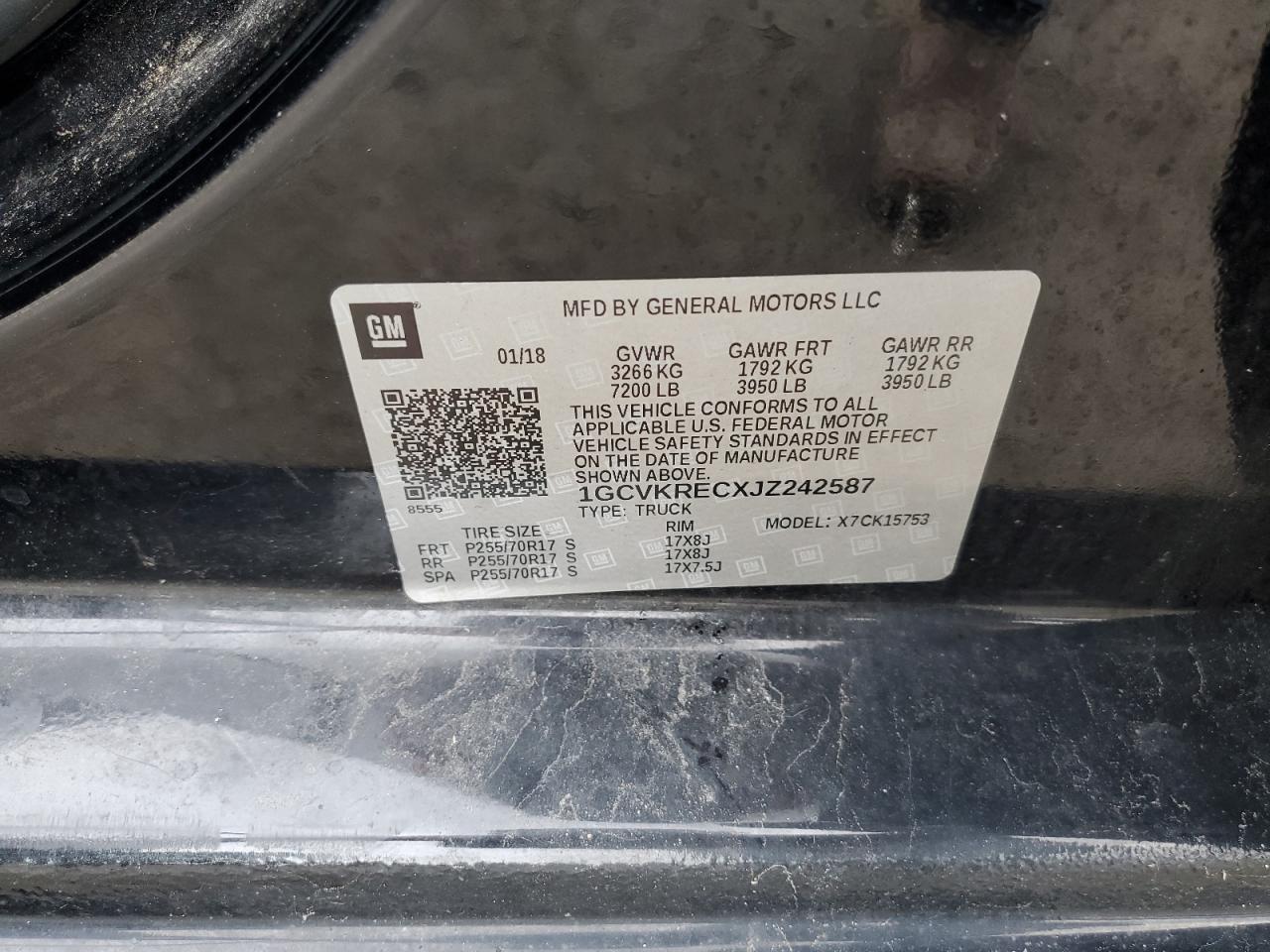 1GCVKRECXJZ242587 CHEVROLET ALL Models 2018