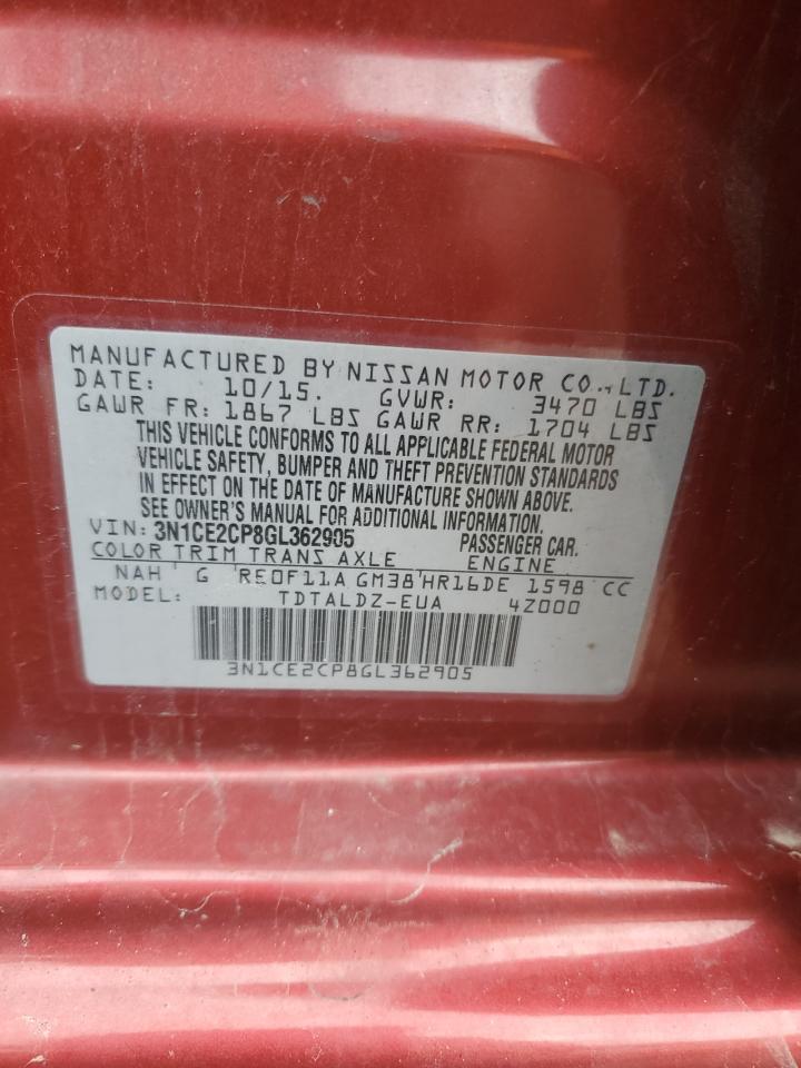 3N1CE2CP8GL362905 NISSAN VERSA 2016
