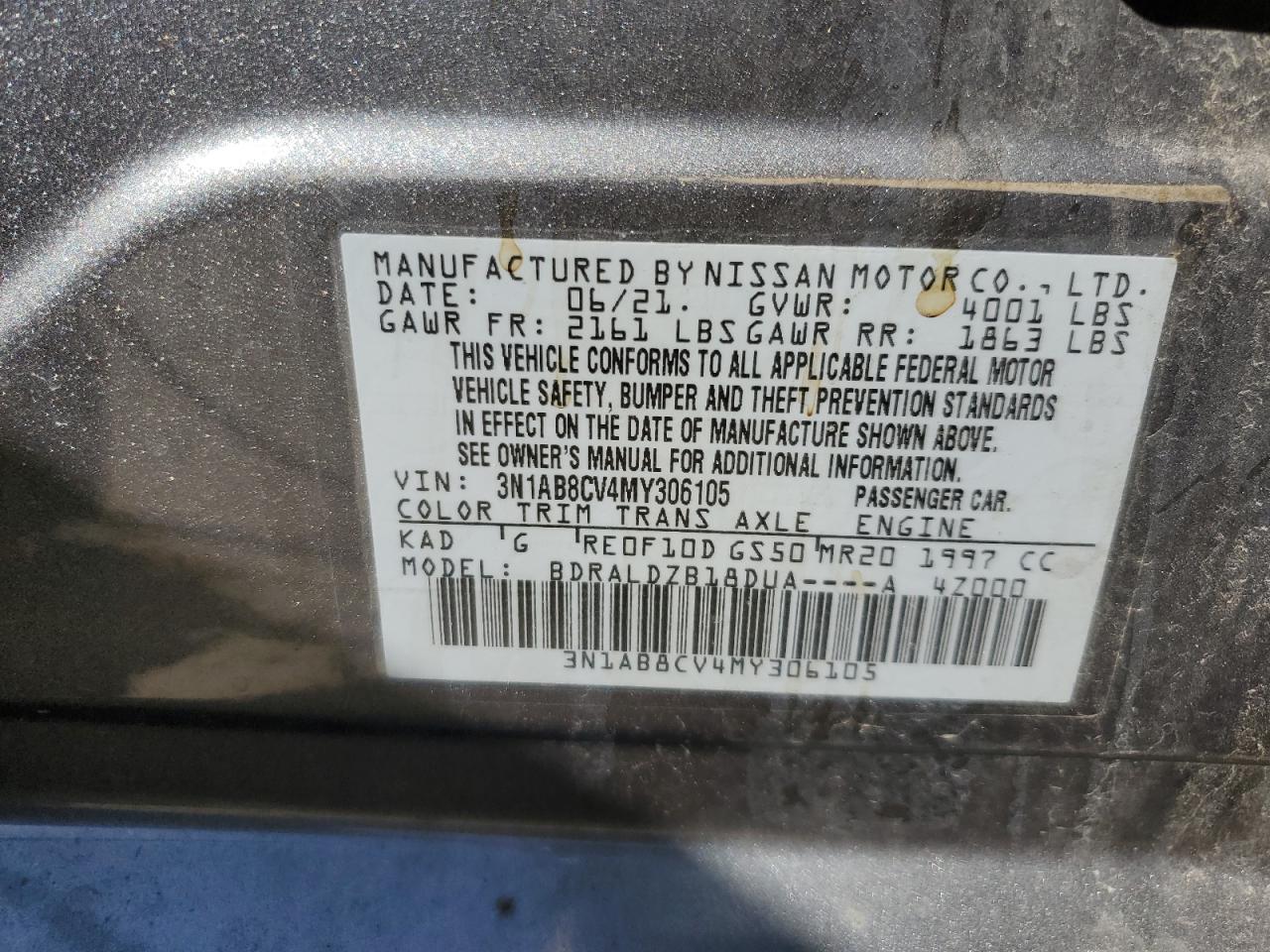 3N1AB8CV4MY306105 NISSAN SENTRA 2021