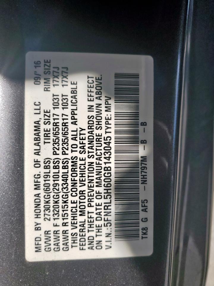 5FNRL5H60GB143045 HONDA All Models 2016