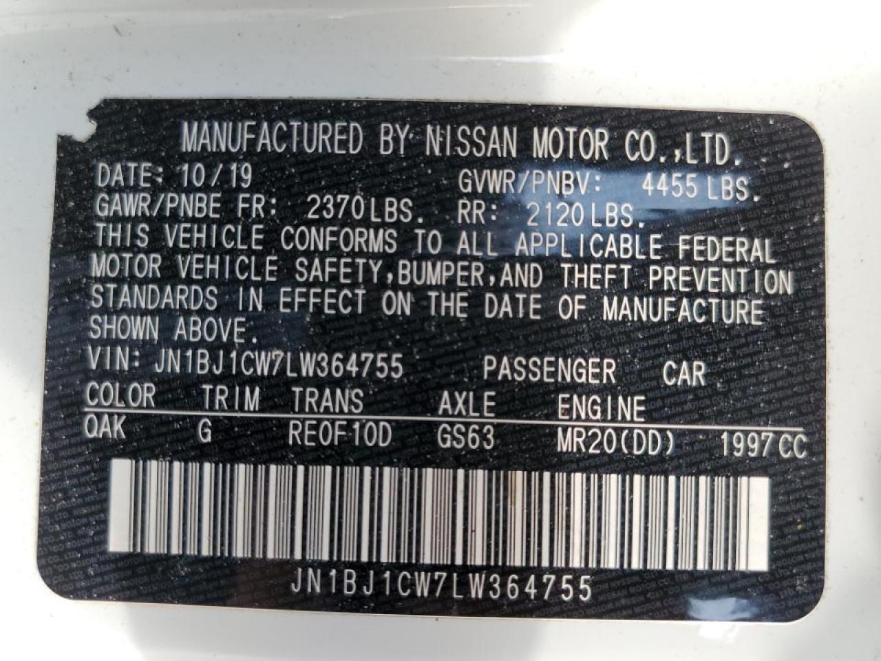 JN1BJ1CW7LW364755 NISSAN ROGUE 2020