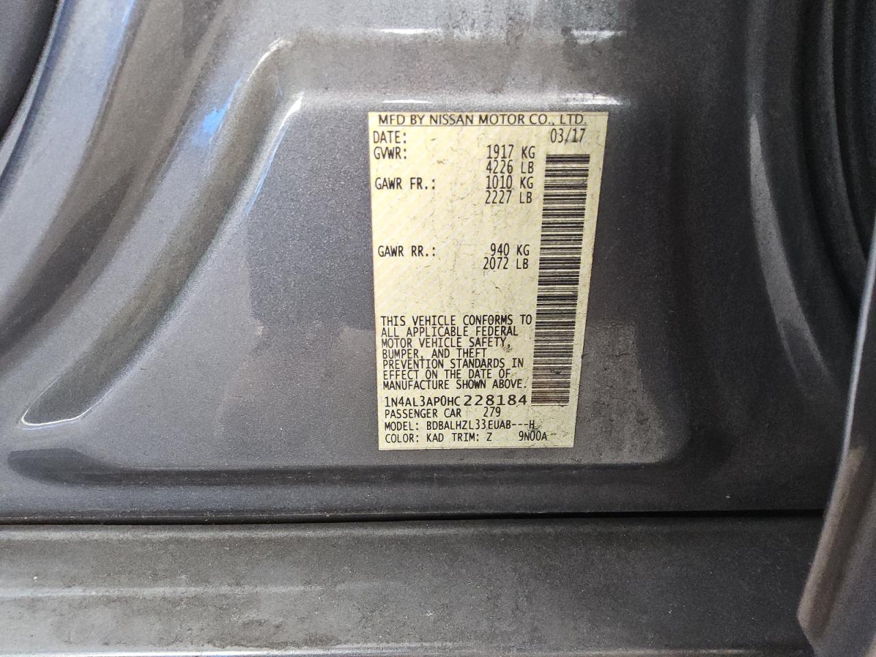 1N4AL3AP0HC228184 NISSAN ALTIMA 2017