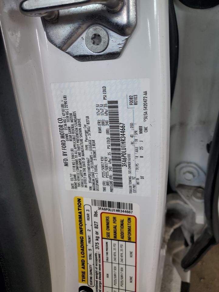 3FA6P0LU1HR344667 FORD FUSION 2017