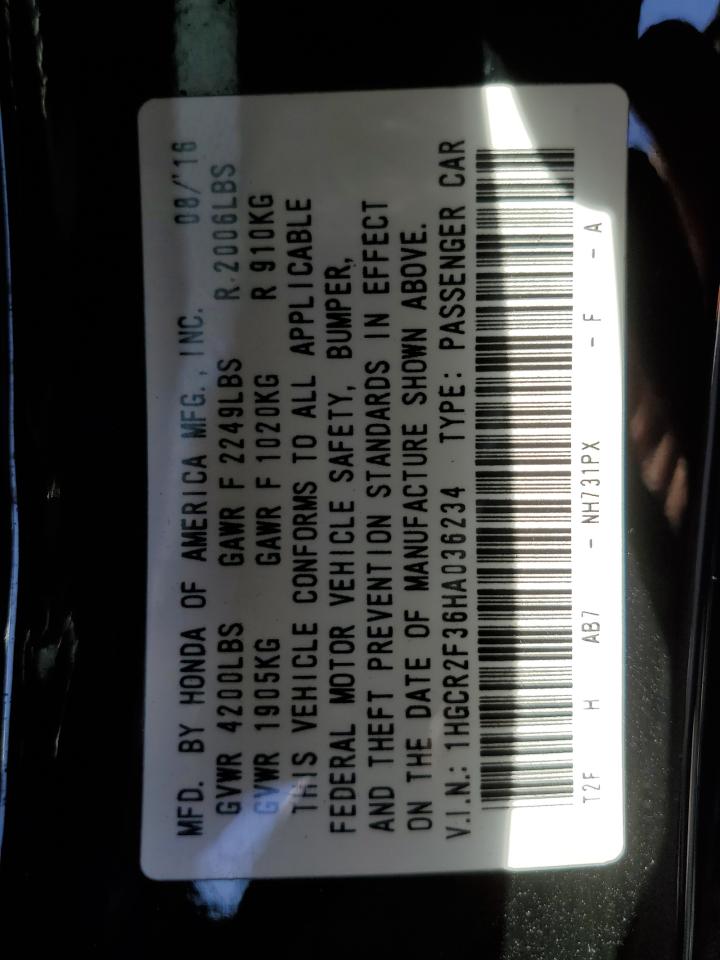 1HGCR2F36HA036234 HONDA ACCORD 2017
