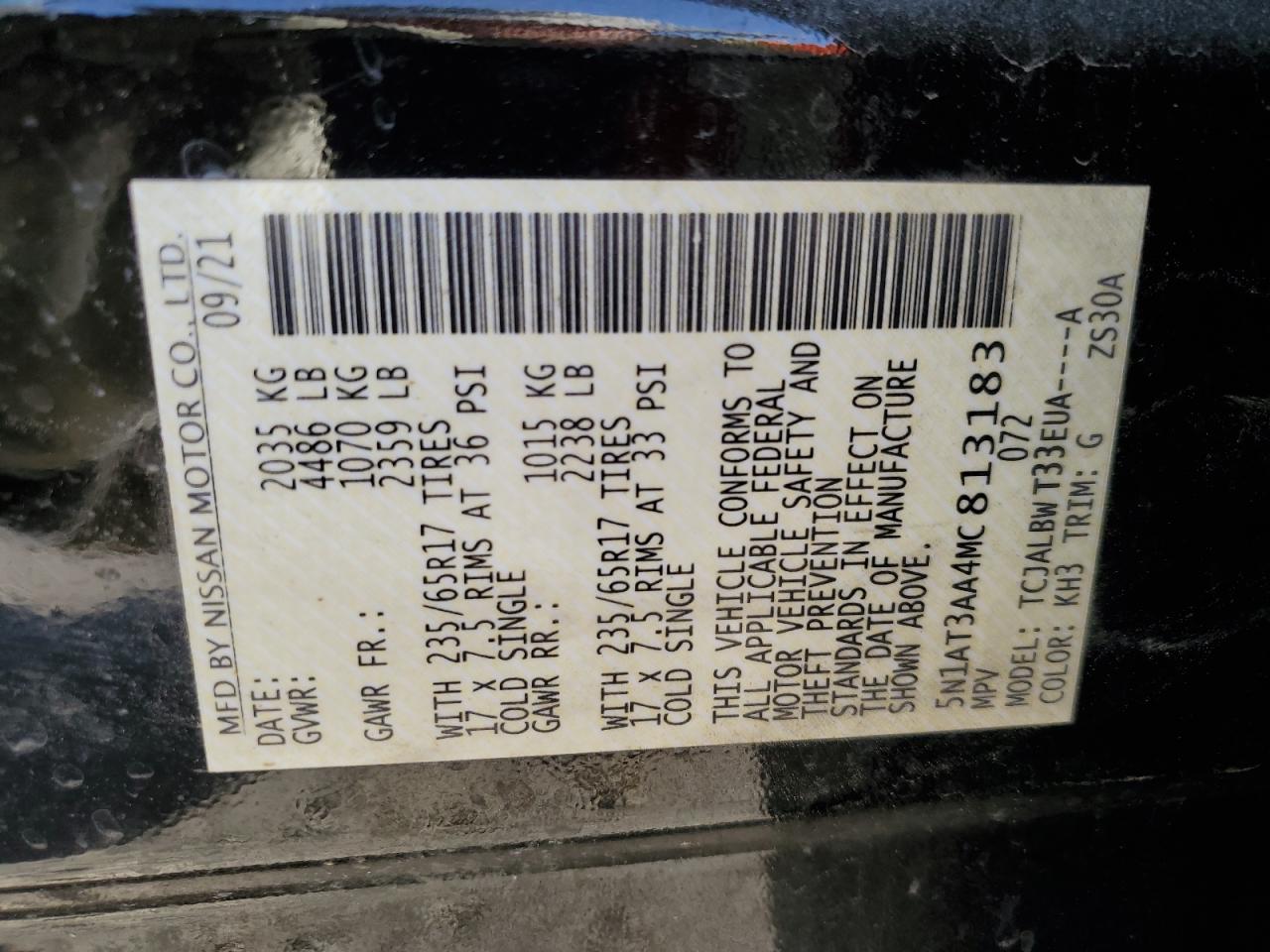 5N1AT3AA4MC813183 NISSAN ROGUE 2021