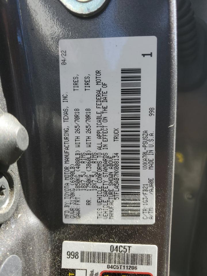 2022 Toyota Tundra Crewmax Sr VIN: 5TFLA5AB7NX008134 Lot: 49888115