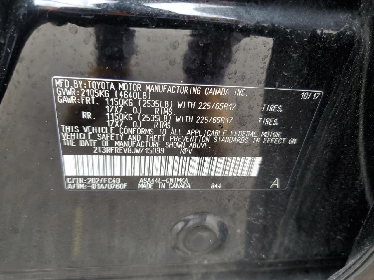 2T3RFREV8JW715099 TOYOTA RAV4 2018