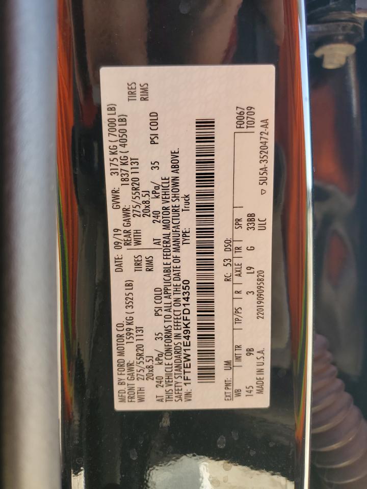 1FTEW1E49KFD14350 FORD F-150 2019