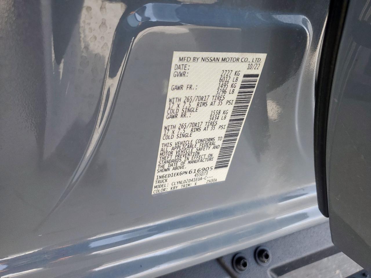 1N6ED1EK6PN616905 NISSAN FRONTIER 2023