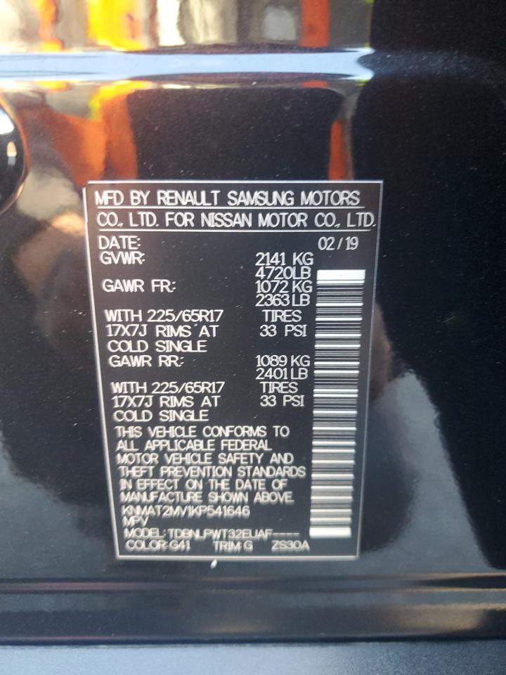 KNMAT2MV1KP541646 NISSAN ROGUE 2019
