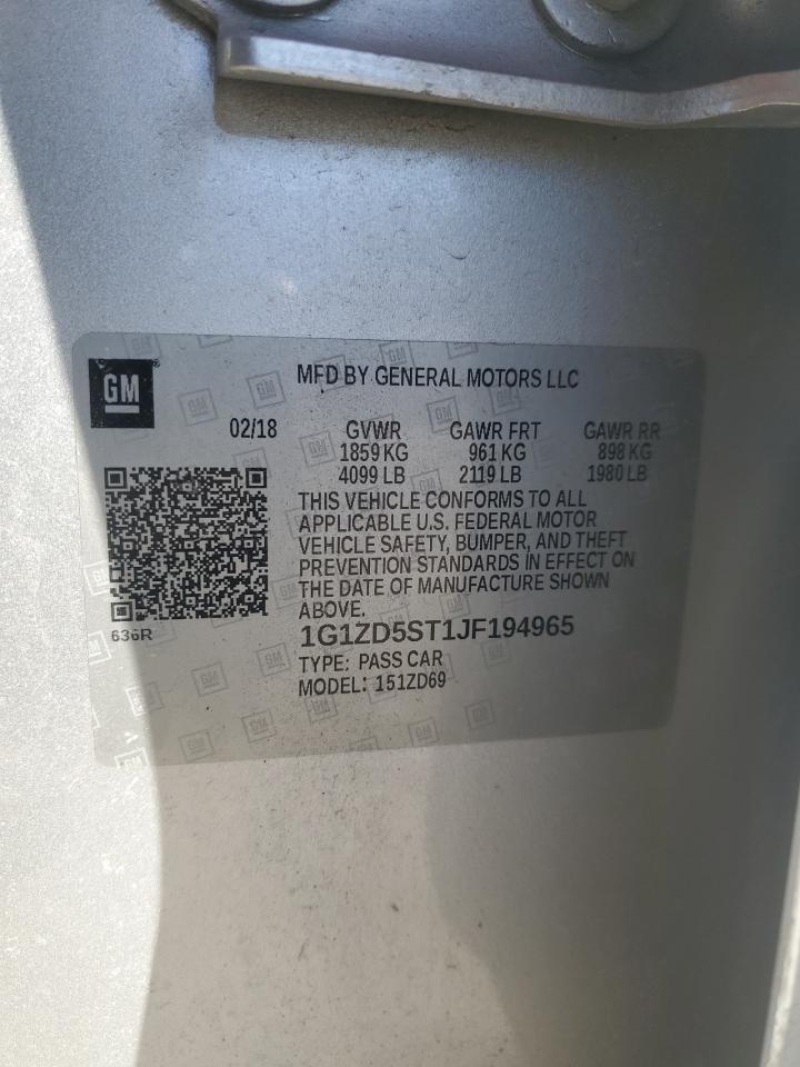 1G1ZD5ST1JF194965 CHEVROLET MALIBU 2018