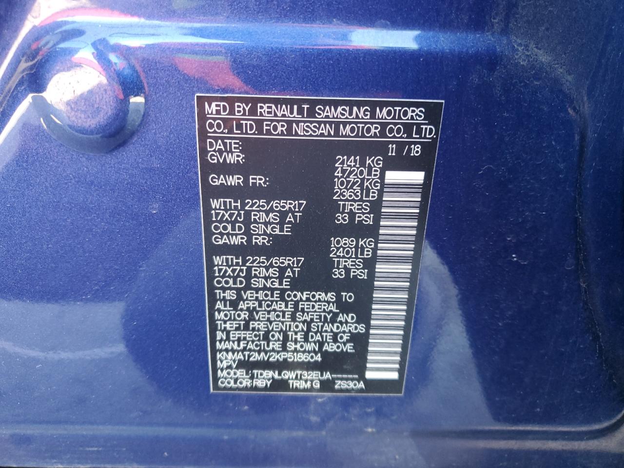 KNMAT2MV2KP518604 NISSAN ROGUE 2019