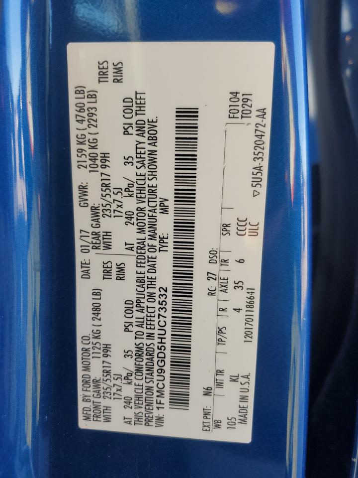 1FMCU9GD5HUC73532 FORD ESCAPE 2017